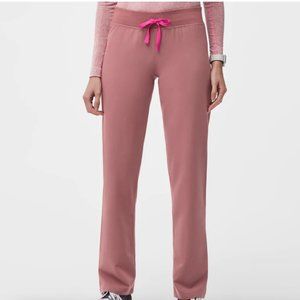 FIGS Livingston Basic Scrub Pants in Mauve with Green Drawstring, Size XS/P